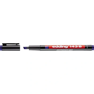 Abbildung von edding 143 B Permanenter Folienschreiber blau 10 Stifte Keilspitze 1 3 mm Stift zum Schreiben auf Glas, Kunststoff, Folien und glatten Oberflächen schnelltrocknend, wisch wasserfest