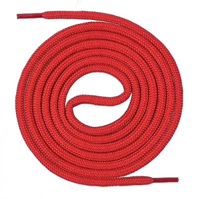 Abbildung von Mount Swiss runde Premium Schnürsenkel für Arbeitsschuhe, Wanderschuhe und Trekkingschuhe Polyester ø 4,5 mm sehr reißfest Farbe Rot Länge 210cm