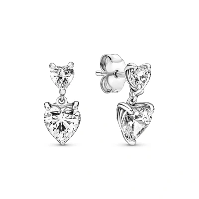 Abbildung von PANDORA Ohrstecker &quot;Doppelherz&quot; Silber mit Zirkonia 291199C01