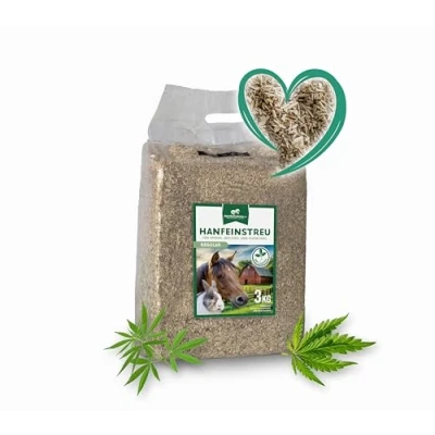 Abbildung von Hanfeinstreu für Kleintiere, Hühner und Pferde, 30 Liter, 100% Naturprodukt, Extrem Saugfähig, Staubarm, Geruchsbindend, Nachhaltig Langlebig