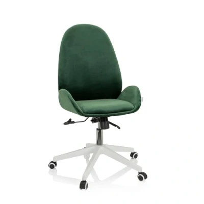 Abbildung von hjh OFFICE 729430 Schreibtischstuhl AVEA Samt höhenverstellbarer Drehstuhl mit hoher ergonomischer Rückenlehne, Grün
