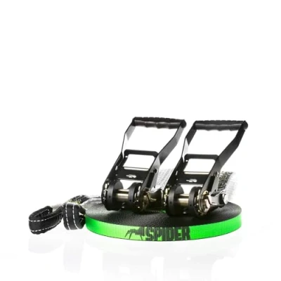 Abbildung von SPIDER Slackline LKS01 Longline Set Fly line 25 2X Ratsche mit Spacers und Umhängetasche Länge 25m