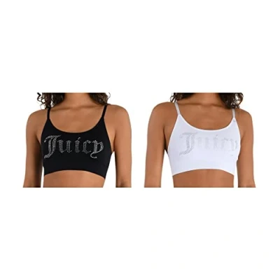 Abbildung von Juicy Couture Damen 2er Pack Nahtloser Komfort Lounge Wirefree Bralette, Schwarz/Weiß, Large