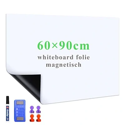 Abbildung von Lyzzxi Whiteboard Folie, 90 * 60cm Magnetisch Selbstklebend Weißwandtafel Sticker DIY, Inklusive Marker und Schwamm, Wandfolie für glatten Oberflächen in Schule Büro Haus