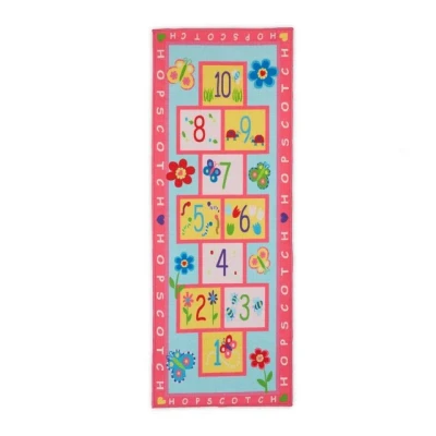 Abbildung von Relaxdays Kinderteppich, Spielteppich mit Hüpfspiel, 179 x 67 cm, Hüpfteppich fürs Kinderzimmer, Himmel und Hölle, bunt, Polyester, Kunststoff