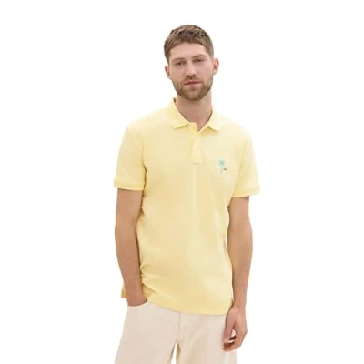 Abbildung von TOM TAILOR Herren Basic Piqué Poloshirt mit Logo Print , light yellow, XXL