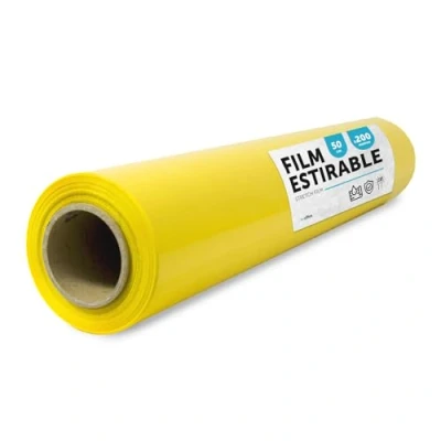 Abbildung von gelbe Folie zum Verpacken, Kunststoffabdeckung, Folie, für Umzugskartons, Schutz von Möbeln und Sendungen, Maße 50 cm x 200 m, dehnbar, m office (Gelb, 1 Stück)