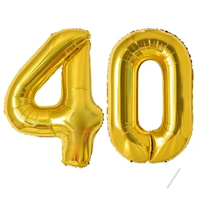 Abbildung von 40 Geburtstag Deko zahlen luftballon jahre Folienballon Gold für 40. Geburtstagsdeko Männer Frauen Ballon Zahl zum fliegt mit Helium 40.Geburtstagsparty 40&quot; 101cm