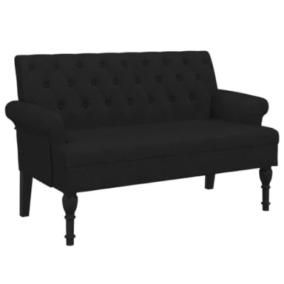 Abbildung von vidaXL Sitzbank, Bank Polsterbank mit Rückenlehne Armlehnen, Bettbank Holzbeinen, Flurbank Ottomane für Wohnzimmer Büro, Modern, Schwarz Stoff