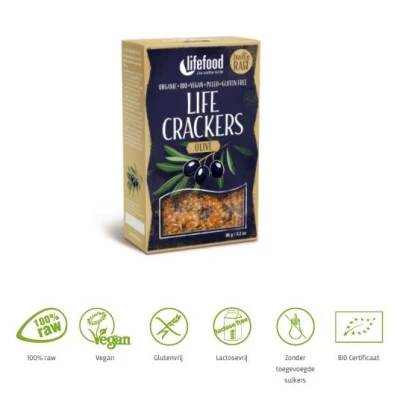 Abbildung von LIFEFOOD Life Crackers Olive 90g (bio, roh, vegan) Pikantbrot