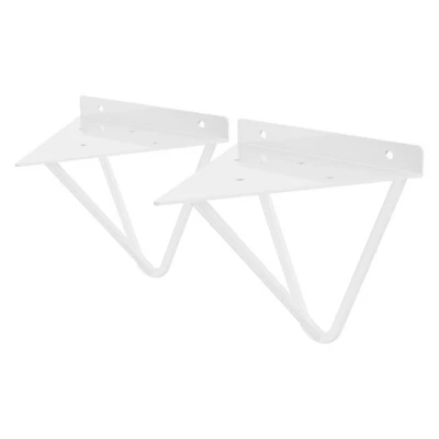Abbildung von ML Design 2 Stück Regalhalterung 160 mm, Weiß, aus Metall, Dreieckige Regalhalterungen, Schwebe Regalwinkel, Haarnadel Wandhalterung, Prisma Regalträger für Wandmontage, Hairpin Wandregal Wandkonsole