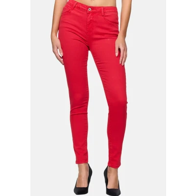 Abbildung von Elara Damen Stretch Hose Skinny Jeans Elastisch Chunkyrayan G09 21 Rot 48 (4XL)