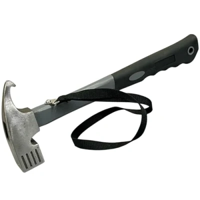 Abbildung von KOVA® Campinghammer mit Handschlaufe Zelthammer Heringzieher Praktischer Robuster Hering Camping Hammer zum Zelten &amp; Heringe Herausziehen Ideal für Zelt, Hartboden Outdoor, GRAU