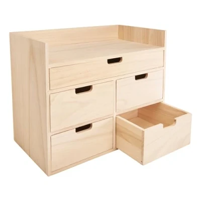 Abbildung von VBS Organizer Schubladenbox, aus Pappelsperrholz, 35 cm x 28 19,5
