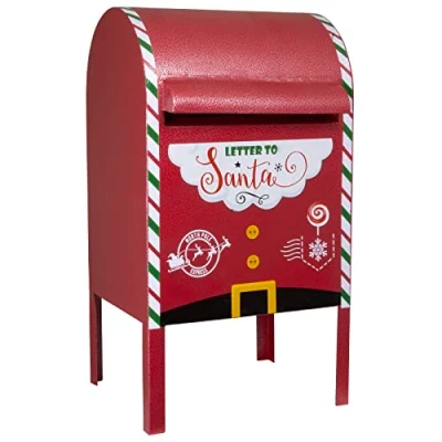 Abbildung von Christmas Paradise Weihnachtlicher Deko Briefkasten aus Metall 52cm Rot Mailbox
