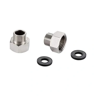 Abbildung von Ibergrif 2 Pack Reduzierstück 1/2 auf 3/8 Muffennippel Edelstahl, Gewindefitting mit Dichtring, Reduzierverlängerung Universal, Anti Rost, IG x AG für Wasser, Gas, Chrom