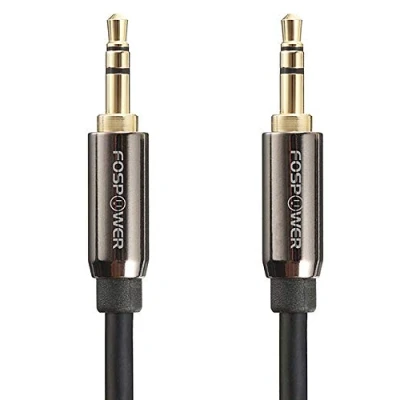 Abbildung von FosPower Stereo Audio Klinkenkabel / Verbindungskabel (7,5m) für AUX Eingänge 3.5mm Adapter auf 3,5 mm Stecker Kabel [ KONTAKTE VERGOLDET GUTER KLANG] Auto, KFZ, iPhone, Radio, MP3 Player, Kopfhörer, Lautsprecher, Android Smartphone Schwarz