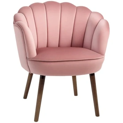 Abbildung von HOMCOM Barhocker Küchenstuhl (Set, 1 St., Sessel), Esszimmerstuhl mit Rückenlehne Polyester Gummiholz Rosa