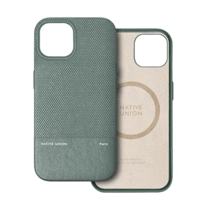 Abbildung von Native Union (Re Classic Case MagSafe kompatibel mit integrierten Magneten Aus recycelten und pflanzlichen Materialien Ultrarobust 1,8 m Fallschutz für iPhone 15 (Schiefergrün)