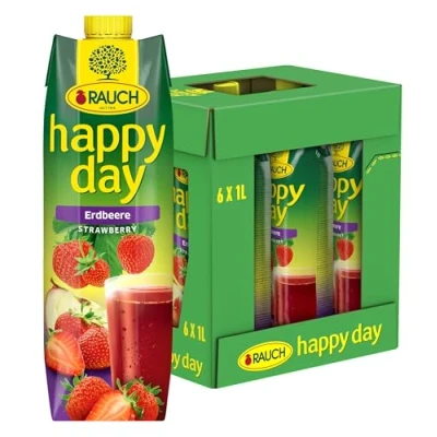 Abbildung von Rauch Happy Day Erdbeere intensiver Erdbeergeschmack verfeinert mit Apfel und Zitrone 6x 1l Tetra Prisma