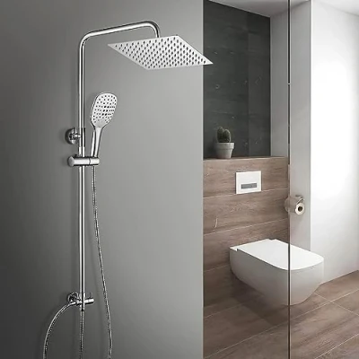 Abbildung von Görbach Duschsystem Duschset Regendusche Duschsäule Edelstahl ohne Armatur (SJ2020, Chrom)