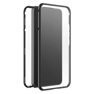 Abbildung von Black Rock Hülle 360 Grad Glass Case Passend für Samsung Galaxy S23 Plus I Handyhülle, Magnet Verschluss, Cover (Transparent mit schwarzem Rahmen)