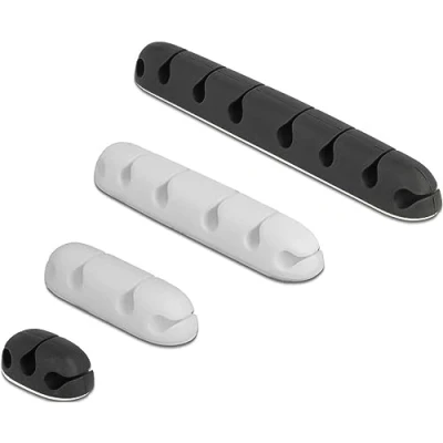 Abbildung von Delock Kabelhalter selbstklebend Kombi Set 4 Stück schwarz/weiß