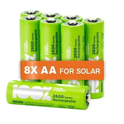 Abbildung von Solar Akku AA 8 Stück für Solarlampen NiMH 1,2 Volt (1,2V) wiederaufladbare Batterien Solarleuchten