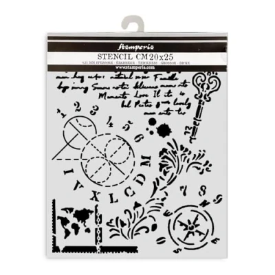 Abbildung von Stamperia Thick Stencils for Scrapbooks, Albums, Cards, Bullet Journals, and More, Flexible Material, Easy to Clean, Perfect Hobbies, Crafts, Gifting (Alterego Key, Numbers)