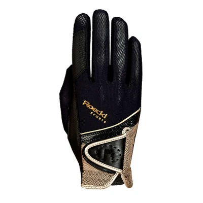 Abbildung von Roeckl Handschuhe Madrid Micro Mesh Schwarz/Gold 9,5