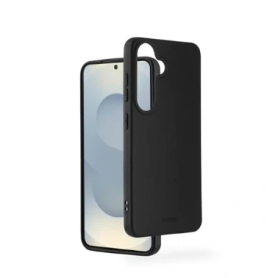 Abbildung von Hama Hülle für Samsung Galaxy S25 (Handyhülle, stoßfest, Kratzfest, Elegante Schutzhülle Rückseite, weich, Slim, softe Oberfläche, Wireless Charging kompatibel) schwarz