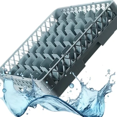 Abbildung von Kerafactum® Spülkorb Korb mit 36 Feldern für Gläser und Tassen die Gastro Spülmaschine Spülmaschinenkorb universal aus Kunststoff 50x50 cm grobmaschig erweiterbar all Purpose rack