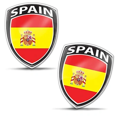 Abbildung von Biomar Labs® 2 x Aufkleber 3D Gel Silikon Abzeichen Stickers Auto Motorrad Fahrrad Fenster Tür PC Handy Tablet Laptop Spanien Spain Spanische Spanish Flagge Fahne Flag F 153