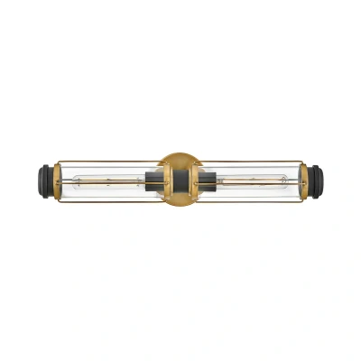Abbildung von Hinkley HK MASTHEAD2 HBBK Wandleuchte MASTHEAD 2xE27 40W IP44 Stahl Heritage Messing &amp; Schwarz, Glas klar H:12.2cm B:61cm dimmbar