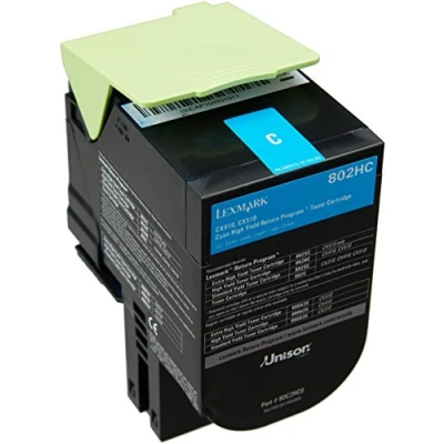 Abbildung von Lexmark 80C2HC0 (802HC) Cyan Toner Hohe Kapazität