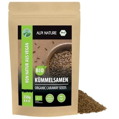 Abbildung von BIO Kümmel ganz (250g), Kümmelsamen in Rohkostqualität aus kontrolliert biologischem Anbau, Kümmelkörner glutenfrei, laktosefrei, laborgeprüft, vegan