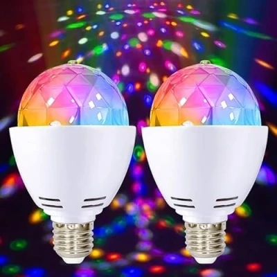 Abbildung von 2X LED Partylicht E27 3W RGB Discokugel, Licht 360 Rotierend Disco Glühbirne, Discolampe für Fassung, Leuchtmittel Party Deko Geburtstagsparty Hochzeitsfest Halloween Weihnachten
