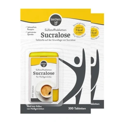Abbildung von 2 x borchers Sucralose Süßungstabletten im Spender Tafelsüße Für Kaffee, Tee und Heißgetränke 300 Tabletten
