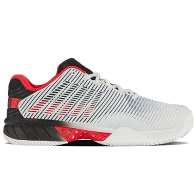 Abbildung von K SWISS Hypercourt Express 2 HB Tennisschuh für Sandplätze, Herren, Größe: 47, White/limo red Textil/synthetik