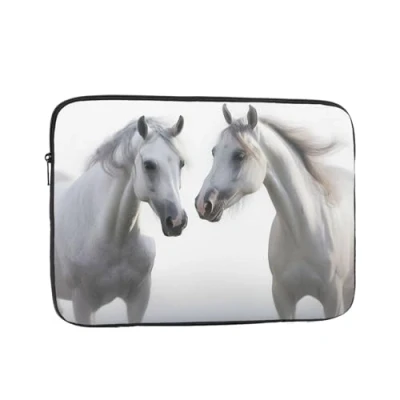 Abbildung von Laptoptasche mit weißen Pferden, bedruckt, Laptoptasche, stoßfest, 13 Zoll (33 cm)