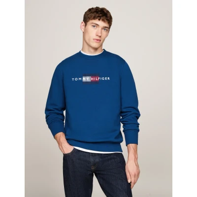 Abbildung von Tommy Hilfiger FLAG Embro Sweatshirt, Herren, Größe: Large, Deep