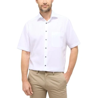 Abbildung von Eterna Unifarbenes Popeline Kurzarmhemd Comfort FIT Businesshemd, Herren, Größe: 46, Weiss