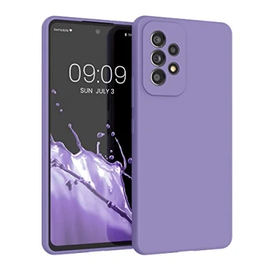 Abbildung von kwmobile Hülle kompatibel mit Samsung Galaxy A53 5G Silikon Handy Case Handyhülle weiche Oberfläche kabelloses Laden Veilchen Lila