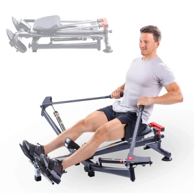 Abbildung von Christopeit Sport Rudergerät Accord Black Klappbar, 12 stufiger Widerstand, 4 Fach verstellbare Sitzschiene, LCD Computer