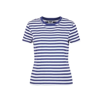 Abbildung von Urban Classics Regular Striped TEE Tshirt print, Damen, Größe: 5XL, White darkblue