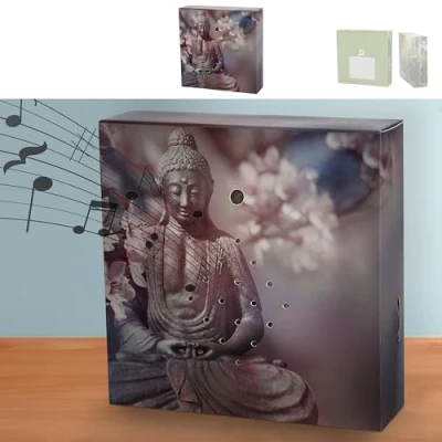 Abbildung von Soundbox &#039;Buddha&#039; Bewegungssensor 12x12x3,5cm Pappe Kunststoff Meditationssound Lautstärke regulierbar (1 x Buddha)