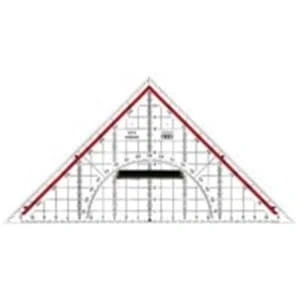 Abbildung von M+R Geometrie Dreieck 23cm Acrylglas glasklar rot hinterlegt
