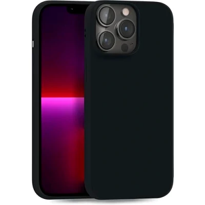 Abbildung von MyGadget Hülle kompatibel mit iPhone 13 Pro robuste Handyhülle TPU Case Slim Silikonhülle Back Cover Kratzfest Schutzhülle matt Schwarz