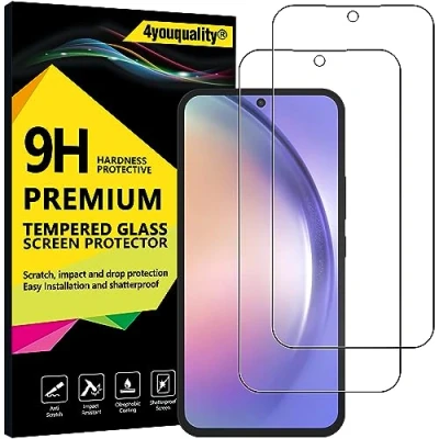 Abbildung von 4youquality Displayschutzfolie für Samsung Galaxy A54 5G &amp; S23 FE, Panzerglasfolie, 2er Pack, [LifetimeSupport] [stoßfest] [Anti Kratzen]