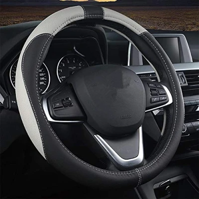 Abbildung von Coofig Auto Lenkradbezug aus Microfiber Leder, Langlebig, A Atmungsaktiv, Passend für die Meisten Autos, Warm im Winter, Universal Größe Lenkradhüllen 38cm (15 Zoll)